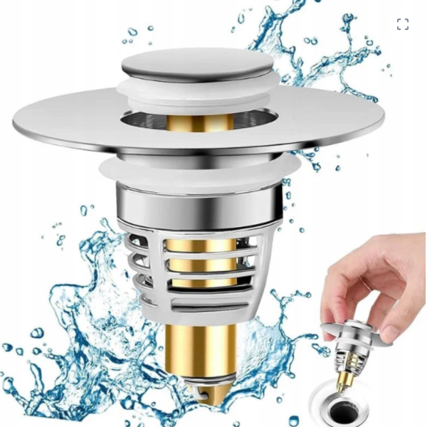 Тапа за мивка с филтър против запушване – Неръждаема стомана и месинг за надеждност и лесно почистване