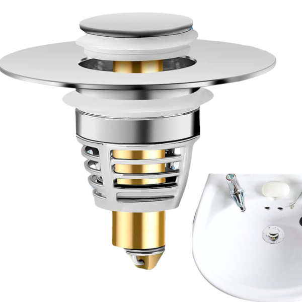 Тапа за мивка с филтър против запушване – Неръждаема стомана и месинг за надеждност и лесно почистване