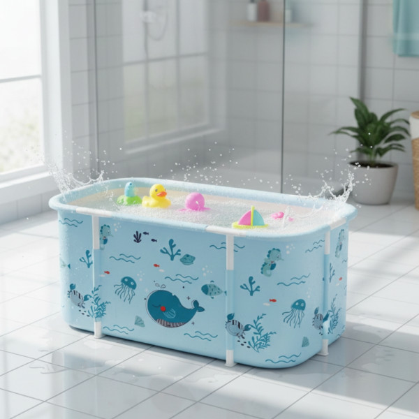 Сгъваема преносима вана XXL с възглавница и топлоизолация – Комфорт и удобство в малката баня 1