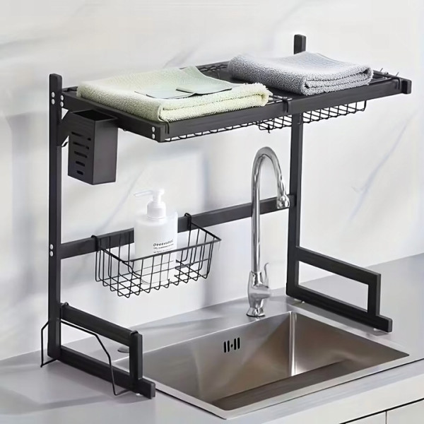 Двуетажен сушилник за съдове с поставка за дъска за рязане 4