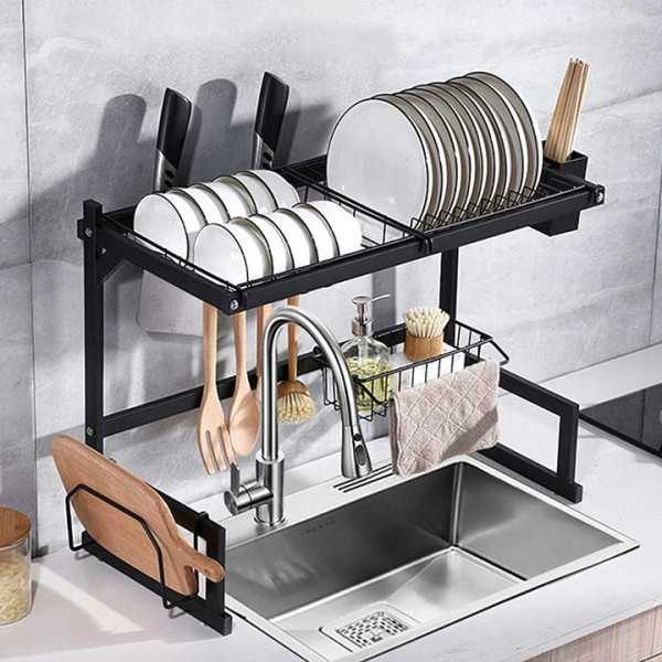 Двуетажен сушилник за съдове с поставка за дъска за рязане 2