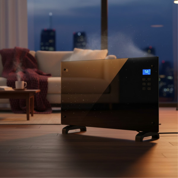 Електрически конвектор Heltes 2000W – Стилен и ефективен отоплителен уред с LCD дисплей и седмично програмиране