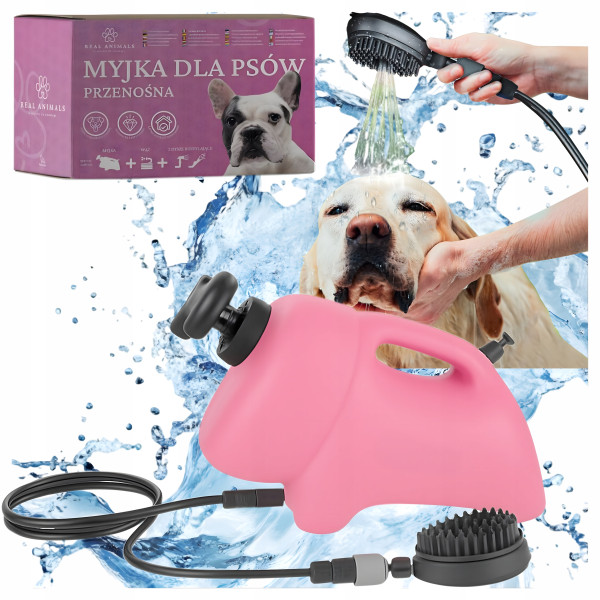 Преносим душ 8L за кучета, велосипеди и спортни принадлежности – без електрическо захранване, с ръчна помпа и 2в1 четка 2