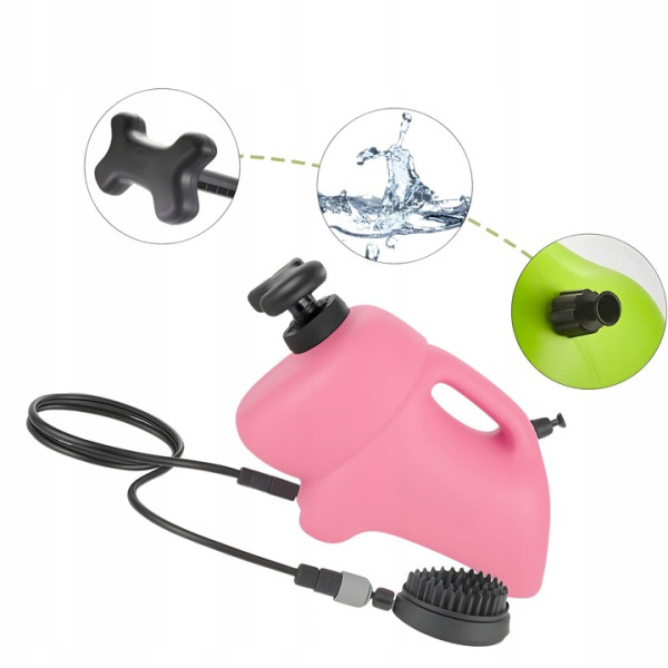 Преносим душ 8L за кучета, велосипеди и спортни принадлежности – без електрическо захранване, с ръчна помпа и 2в1 четка 13