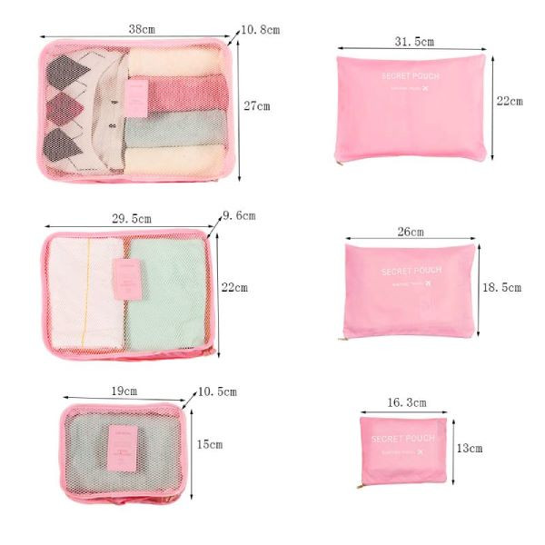 Комплект органайзер за багаж с 6 чанти за подреден и лесен транспорт 6