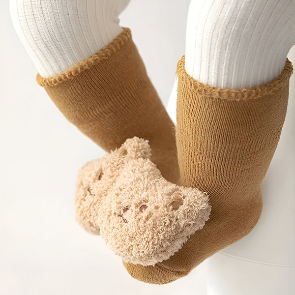 Неплъзгащи се бебешки чорапи с дизайн на мече - Незаменим комфорт и безопасност