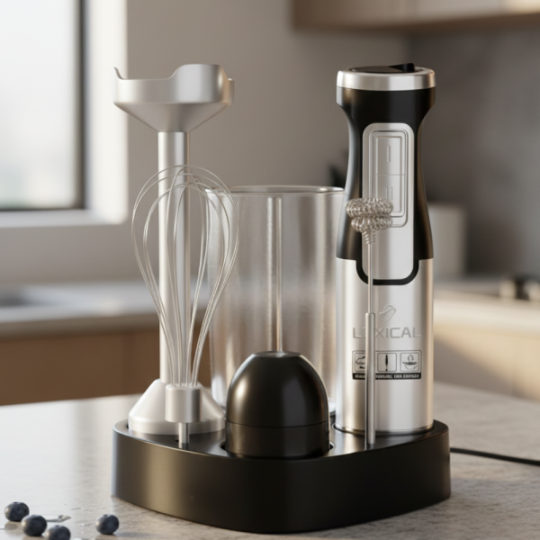 Мощен ръчен блендер Lexical-LHB-1666 6-в-1: Пасиране, разбиване и повече с 800W мощност