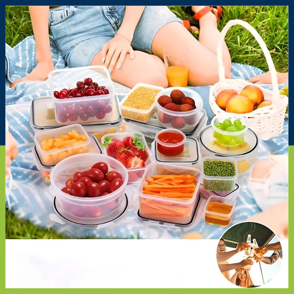 Комплект от 12 кутии за храна за обяд – пластмасови контейнери с капаци 3