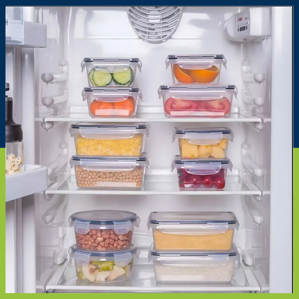 Комплект от 12 кутии за храна за обяд – пластмасови контейнери с капаци