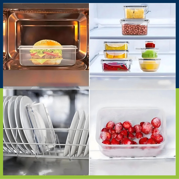 Комплект от 12 кутии за храна за обяд – пластмасови контейнери с капаци 7