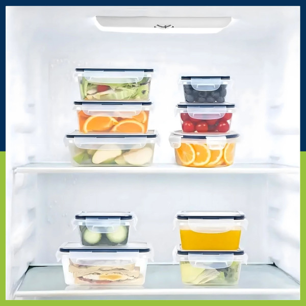 Комплект от 12 кутии за храна за обяд – пластмасови контейнери с капаци