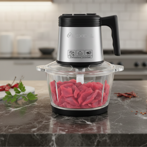 Електрически чопър Lexical LCH-1956 с 6 титаниеви ножа и стъклена купа