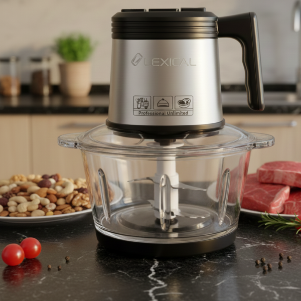 Електрически чопър Lexical LCH-1956 с 6 титаниеви ножа и стъклена купа