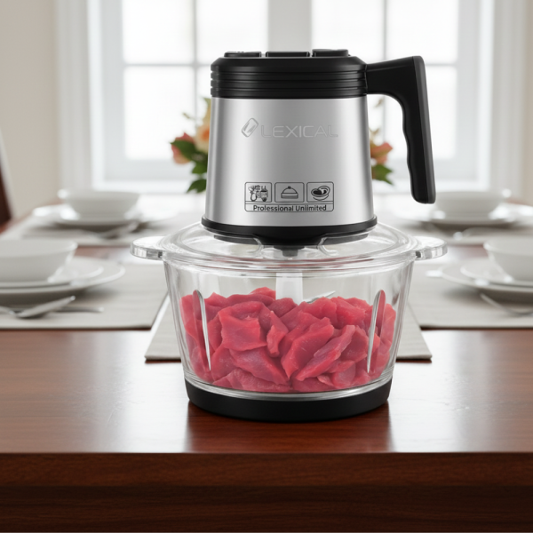 Електрически чопър Lexical LCH-1956 с 6 титаниеви ножа и стъклена купа