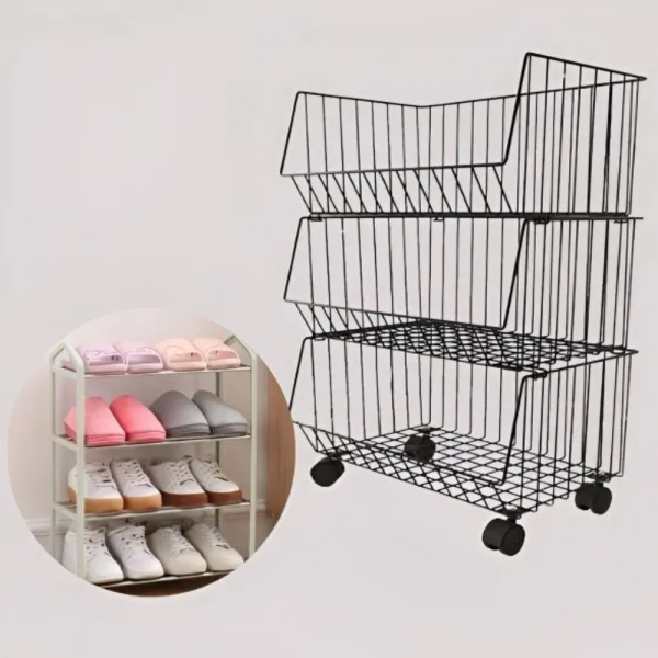 Практичен стелаж на колелца с 3 нива - компактно решение за кухня, антре и детска стая 6