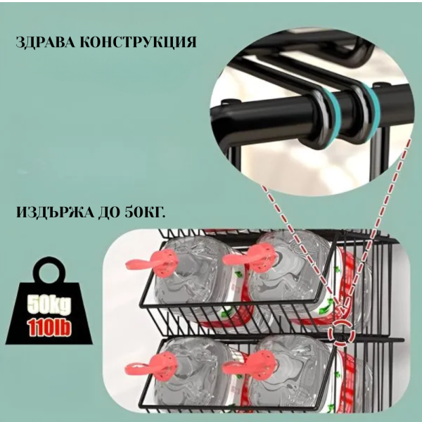 Практичен стелаж на колелца с 3 нива - компактно решение за кухня, антре и детска стая 9