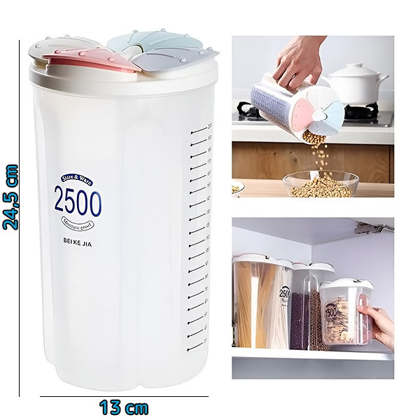 Многофункционален контейнер с 4 отделения за зърнени храни и подправки