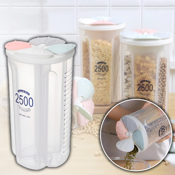 Многофункционален контейнер с 4 отделения за зърнени храни и подправки