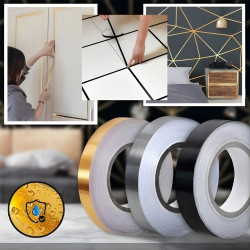 Самозалепваща декоративна лента – водоустойчива, комплект 3 цвята - злато, сребро, черно