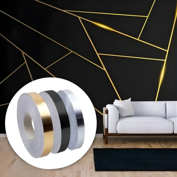 Самозалепваща декоративна лента – водоустойчива, комплект 3 цвята - злато, сребро, черно 4