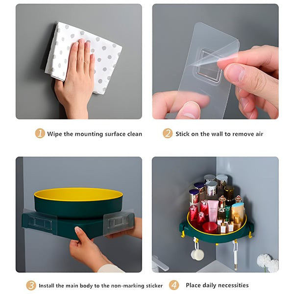 Въртяща се ъглова поставка за баня или кухня 9