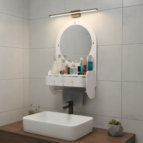 Огледало за грим с място за съхранение – елегантно и спестяващо място решение за баня и спалня 1