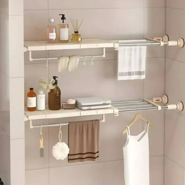 Разтегателен телескопичен рафт без пробиване 50–80 см – универсално решение за кухня, баня и гардероб 2