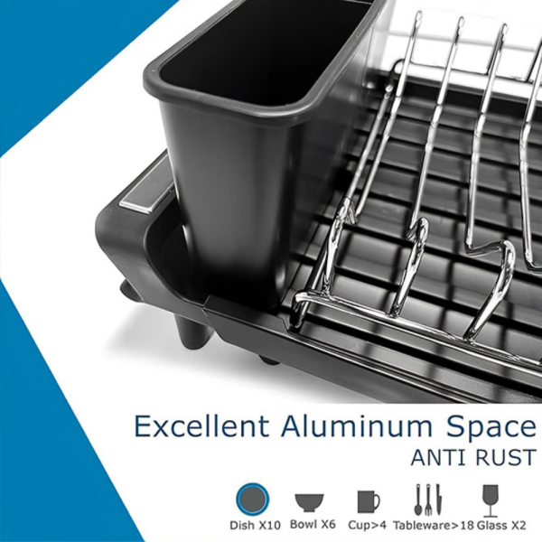 Разтегателен сушилник за съдове и прибори с дренажна тава – компактен кухненски отцедник за мивка