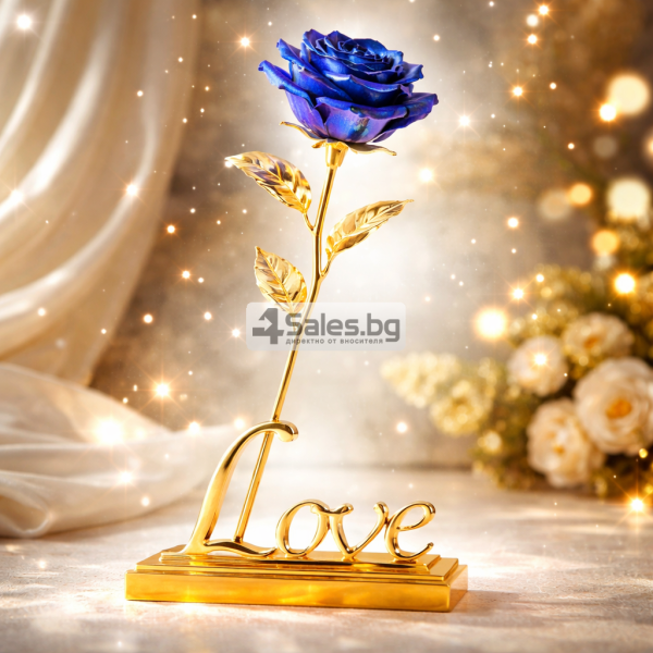 Преспапие Love и златна роза 6