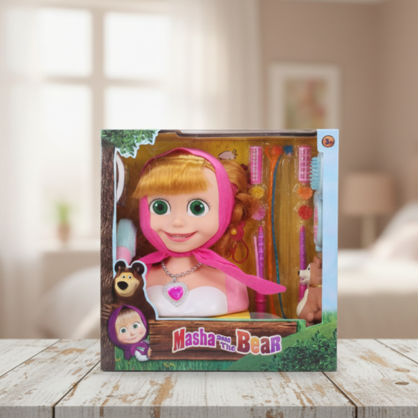 Кукла за прически „Маша и мечокът“ – Торс с дълга коса и аксесоари за оформяне