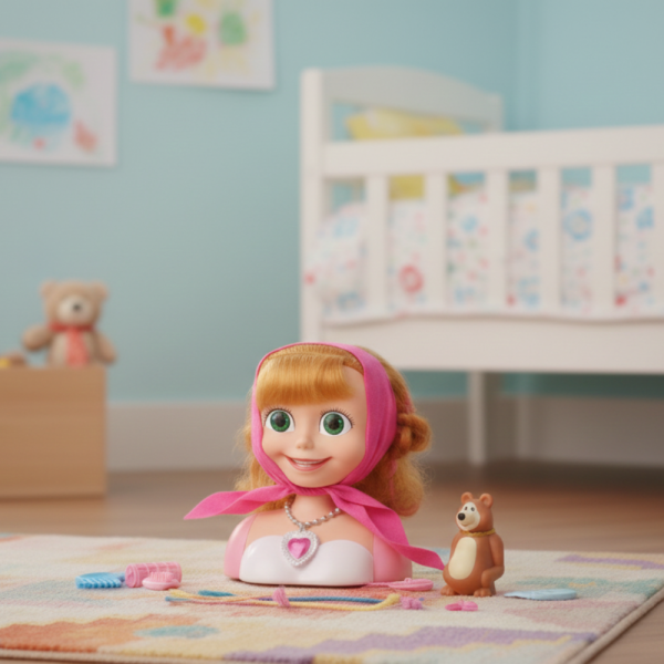 Кукла за прически „Маша и мечокът“ – Торс с дълга коса и аксесоари за оформяне 2