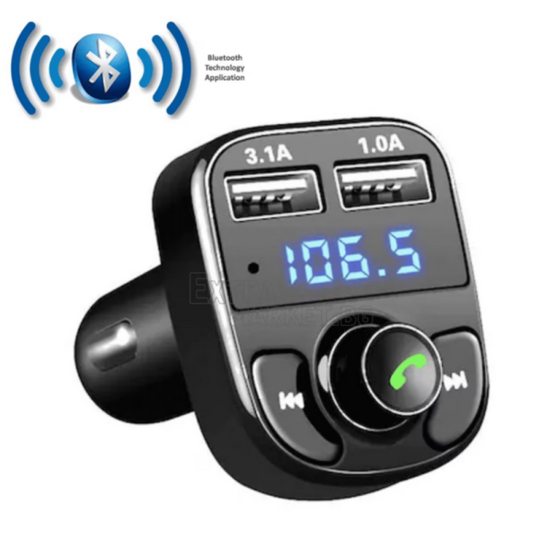 Car FM Bluetooth X8 – 5 в 1 FM трансмитер с bluetooth, двойно USB зареждане, MP3 плейър и хендсфри за кола 7