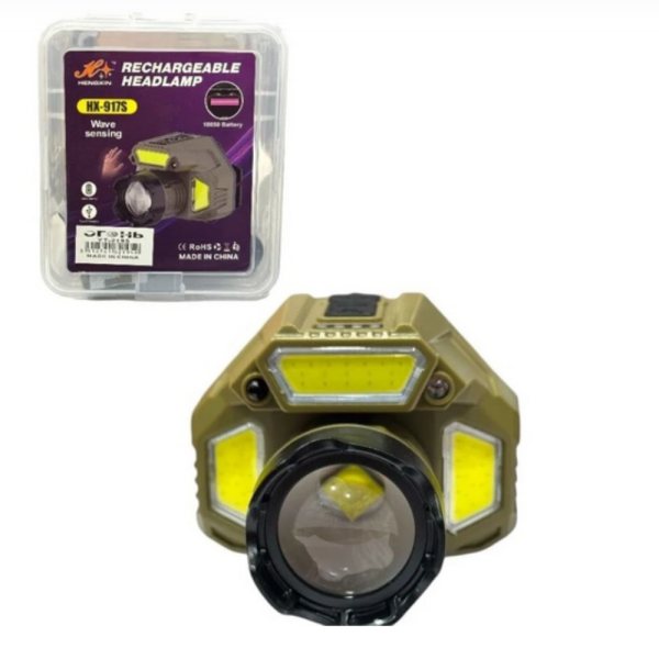 Акумулаторен LED челник HX-917S със сензор за движение, Type-C зареждане и батерия