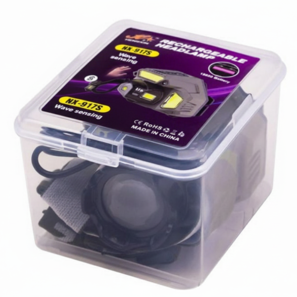 Акумулаторен LED челник HX-917S със сензор за движение, Type-C зареждане и батерия