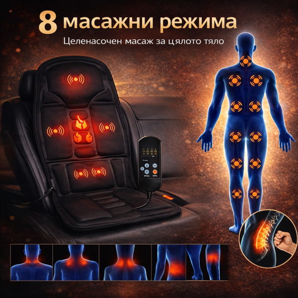 Масажна седалка с подгряване – комфорт и облекчение за тяло, което е уморено от седене 2