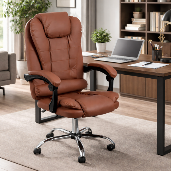 Ергономичен офис стол с лумбална опора от еко кожа – комфорт за дълги часове без болки 1