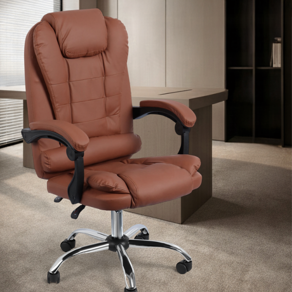 Ергономичен офис стол с лумбална опора от еко кожа – комфорт за дълги часове без болки 2