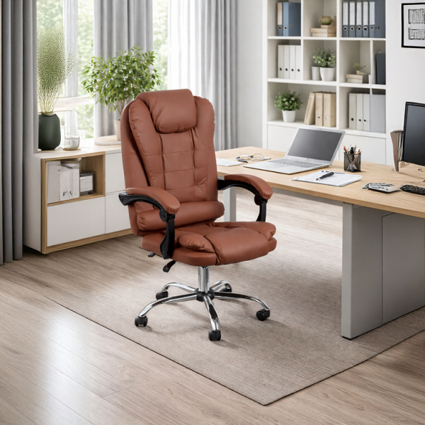 Ергономичен офис стол с лумбална опора от еко кожа – комфорт за дълги часове без болки