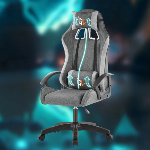 Ергономичен геймърски офис стол с лумбална и шийна опора – комфорт за игра и работа без умора 5