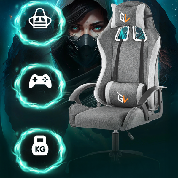 Ергономичен геймърски офис стол с лумбална и шийна опора – комфорт за игра и работа без умора