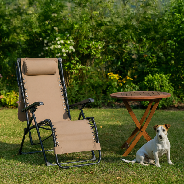 Сгъваем градински шезлонг с нулева гравитация и сенник – комфорт за пълна релаксация 3