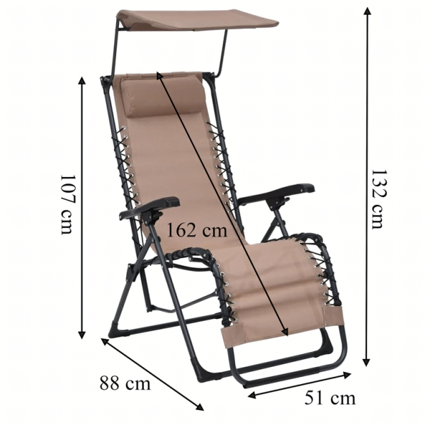 Сгъваем градински шезлонг с нулева гравитация и сенник – комфорт за пълна релаксация 15