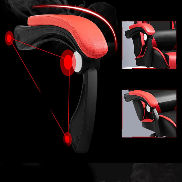 Геймърски стол с регулируема височина, лумбална възглавница и метална основа 9