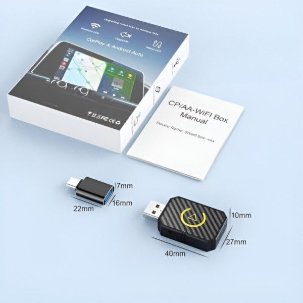 Безжичен адаптер за CarPlay и Android Auto – Plug & Play, Bluetooth 5.0, двулентов Wi-Fi 2.4/5GHz 8
