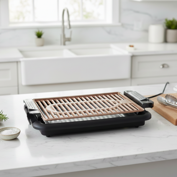 Бездимна скара Oliver Voltz OV51015N – 1200W, незалепваща плоча 37.8×25 см, термостат и тава за мазнина 2