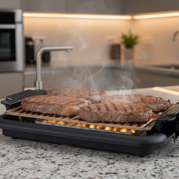 Бездимна скара Oliver Voltz OV51015N – 1200W, незалепваща плоча 37.8×25 см, термостат и тава за мазнина