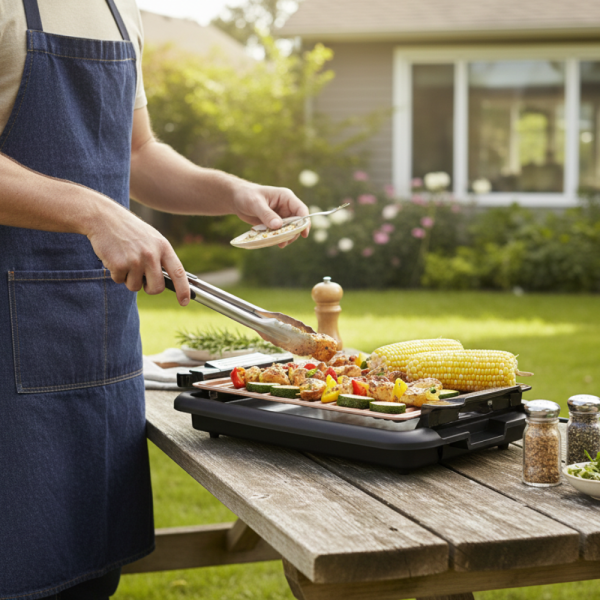 Бездимна скара Oliver Voltz OV51015N – 1200W, незалепваща плоча 37.8×25 см, термостат и тава за мазнина 1