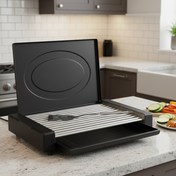 Електрическа скара с капак Oliver Voltz OV51015QC – 1800W мощност за бързо, чисто и равномерно готвене у дома