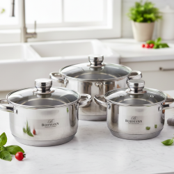 Комплект тенджери Bohmann BH 06-275 – 6 части от инокс за индукция и удобно ежедневно готвене у дома