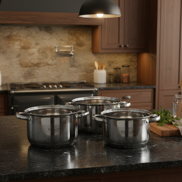 Комплект тенджери Bohmann BH 06-275 – 6 части от инокс за индукция и удобно ежедневно готвене у дома 4